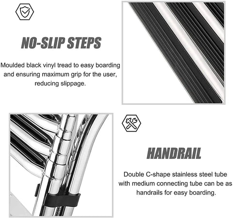 Foldable Telescoping Boat Deck Ladder With 4 Wide Non Slip Steps For Easy Water Entry Rear Entry Inboard Dock Ladder Details