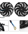 Beat The Heat Shop Grade 12 Inch Curved Electric Radiator Cooling Fan Push Pull Rig With Bolt On Mount Kit Two Pack, detailed view of fans and wiring.