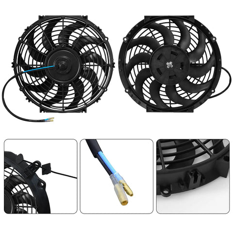Beat The Heat Shop Grade 12 Inch Curved Electric Radiator Cooling Fan Push Pull Rig With Bolt On Mount Kit Two Pack, detailed view of fans and wiring.