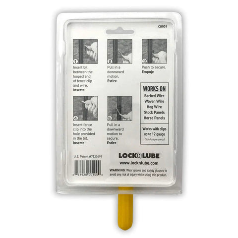 Clip Bender T Post Fence Clip Tool With Bright Yellow Grip Made In USA Steel Construction Black Oxide Finish package back