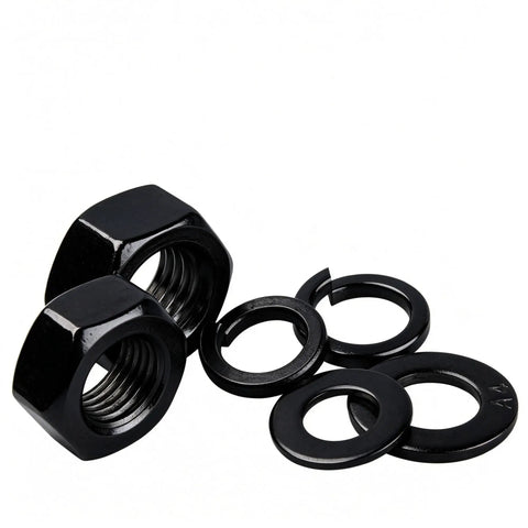 Black 304 Stainless Steel Hex Nut Assortment Kit M2 Through M20 With Flat And Spring Washers Rustproof Built To Last