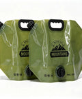 Two green 2 Gallon Collapsible Water Container With Spigot And Measurement Scale Portable Foldable Water Jug side by side