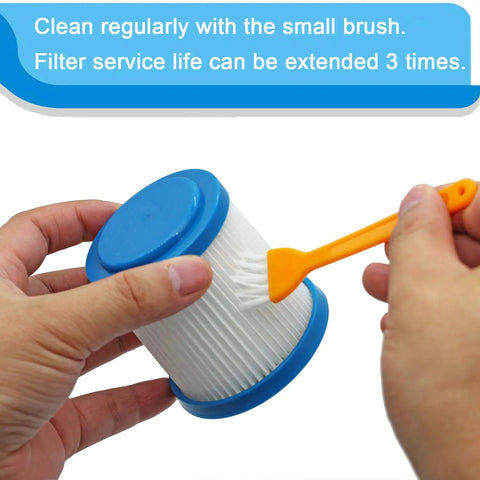 Hand cleaning Six Pack VPF20 Replacement Filters For Black And Decker Smartech Pet 2 In 1 Stick Vacuum with brush