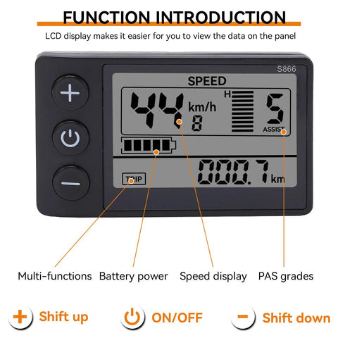Ultimate Electric Bike LCD Display Meter For 24V 36V 48V Ebikes And Scooters, Waterproof Control Panel With Plug Conversion Kit For 22.2mm Handlebar, Easy Install, Real Time Speed, Battery Level And Diagnostics