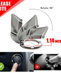 Mando Style Universal Car Start Button Cover 3D Design In Silver, Protective Start Stop Button Shield For Cars, Child Safety Saver, Easy Interior Decor Upgrade, Fits Most Models. 1.14-inch zinc alloy cover shown with rotate 90° instruction.