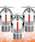 3Pc Pendant Fire Sprinkler Heads Quick Response Water Spray Down System Solid Protection For House And Apt Units, chrome finish, 68C heat trigger.
