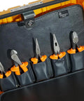 General Purpose Insulated Tool Kit 1000-Volt Rated 22-Piece Set In Lockable 3-Pallet Case pliers with orange handles