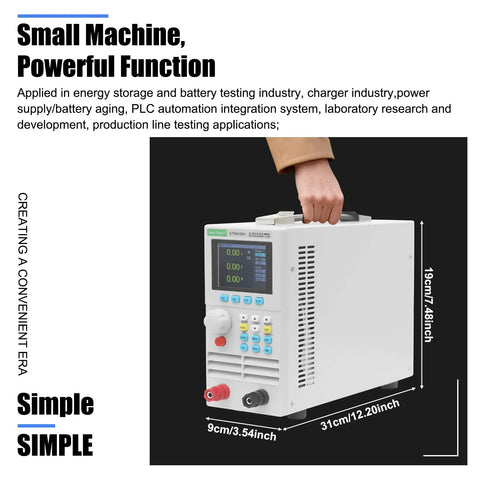 Programmable DC Electronic Load Tester for Batteries and Power Testing, One Channel Lab Grade Tool with Heavy Duty Aluminum Frame and Premium PCB Construction, Durable and Accurate Load Simulation for Battery Quality Checks, 31cm x 19cm