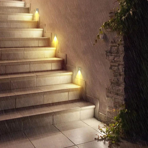 Indoor Stair Lights With Dope Motion Sensor 3W 3000K Aluminum Waterproof Vertical LED Step Lights illuminating wet stairs