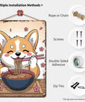 Corgi Dog Ramen Tin Sign Wall Art 8x12 Inches Vintage Metal Sign For Home Decor Office Garage Room Easy Hang With Predrilled Holes