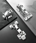 Slick Heavy Duty 175 Degree Soft Close Frameless Cabinet Door Hinges, Tough Nickel Plated Steel Buffer Dampers display.