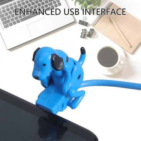 Blue Type C USB Cable For Fast Charging And Data Transfer Up To 480 Mbps Multi Device Charger Cord For Phones And Tablets Nylon Braided Durable Build Dope Dog Motion Design For Everyday Tech Life, blue dog cable on desk