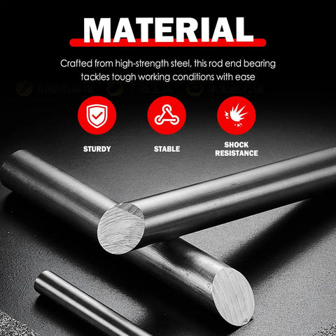 Rock Solid 3/4 Inch Heim Joints Kit With Right Hand Thread Rod Ends and Heavy Duty Steel Ball Bearings visible rod end bearings made of high-strength steel.