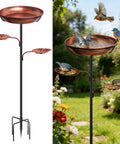 35 Inch Metal Bird Bath For Outdoors With 12 Inch Diameter 2 Inch Deep Bowl And 6.5 Inch Five Pronged Base Garden Decor For Patio