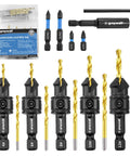 Top Shelf 16 Piece Adjustable Countersink Drill Bit Set Boasts A Hella Smooth Cut 3 In 1 Wood Screw Kit features 4 to 12 mm sizes with quick swap hex shanks.