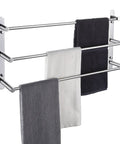 Stainless Steel 3-Tier Ladder Towel Rack With Wall Mount In Polished Chrome, Rustproof, displaying towels in bathroom