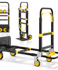 Versatile 3 In 1 Convertible Hand Truck Dolly Holds 600 Lbs Steady Expands Quick For No Sweat Moves with yellow accents.