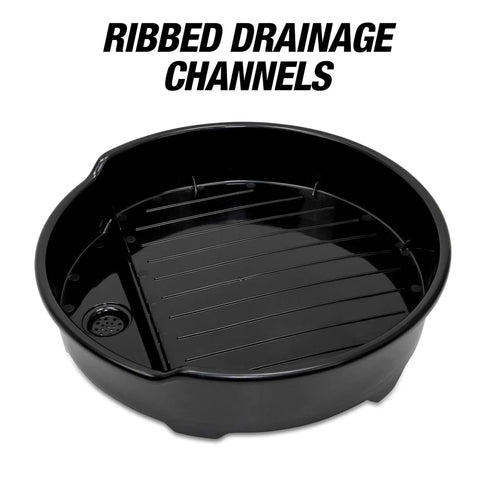 Heavy Duty 55 Gallon Drum Drain Funnel With Chemical Resistant Plastic, Ribbed Drainage Channels, And Filter Gate To Catch Debris