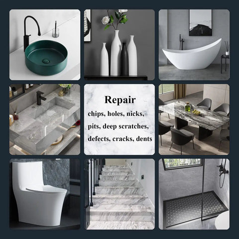 Color Match Porcelain Repair Kit For Tub And Tile, DIY Friendly Fiberglass Shower Repair Set For Chips Cracks Holes Dents