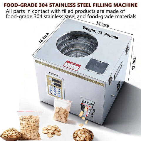 Digital Counting Filling Machine For Buttons And Small Toys. Food Grade 304 Stainless Steel with fiber optic sensor, 15x14 inches.