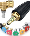 Front view: Mudder 7-piece pressure washer nozzle tip kit with 1/4-inch quick-connect and pivoting coupler