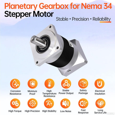 Beefy 20 To 1 Planetary Gearbox For Nema 34 Stepper Motor Backlash 20 Arcmin Input Shaft 14mm 41.5mm CNC 3D Printer Lathe Reducer