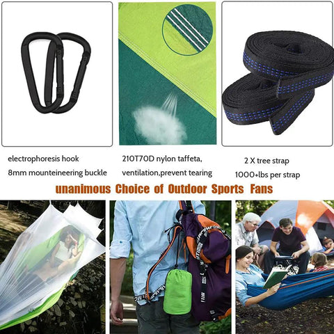 Camping Hammock With Mosquito Net And Rain Fly For Outdoor Adventures Travel Bug Net Hammock Tent For Hiking And Backpacking Durable Parachute Nylon 210T 75D Breathable Triple Stitching Supports Up To 660 Lbs Camping Gear