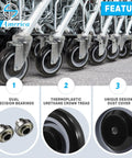 5 Inch Shopping Cart Replacement Wheels Kit With Dual Precision Bearings, Polyurethane Wheels Set for carts shown