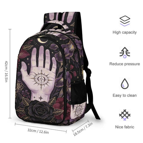Floral Palm Star Art Printed Unisex Backpack With Large Capacity For Everyday Carry And Daily Use Durable Polyester Daypack