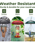 Heavy Duty Metal Weather Shield Dome For Outdoor Bird Feeders, Hanging Squirrel Baffle Rain Guard, 11.5 Inch, Green, in use.