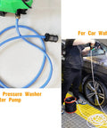 Four Pack Garden Hose Filters With Double Layer Stainless Steel Mesh Sixty Mesh Inlet Strainers, connected to car washer