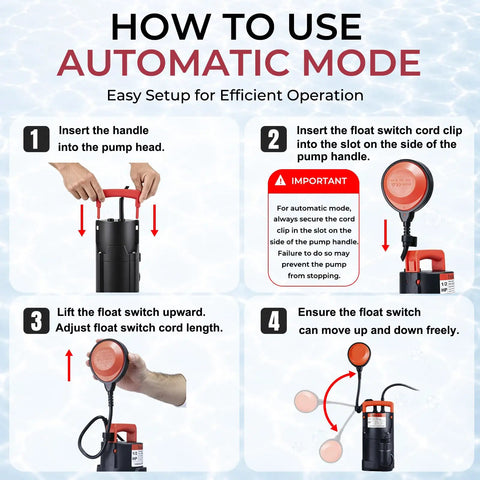 How to use Tough As Nails Automatic Submersible Sump Pump with Float Switch for efficient operation and setup instructions.