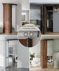 Ceiling-mounted 40 Inch Box Rail Hardware For Bifold Sliding Barn Door Track Kit shown installed with nylon wheels.