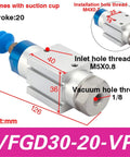 Beefed Up Heavy Duty Mechanical Arm Gripper Cylinder For Pneumatic Systems With Vacuum Generator And Suction Cup 1Pcs VFGD30 20 VP