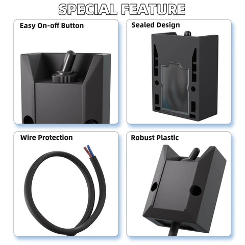 Beefy 12V 30A Waterproof Toggle Switch With 2ft Wire SPST On Off Latching Rocker 2 Pin Design For Marine RV Boat Electrical Systems Built Tough In Wet Conditions, sealed plastic body