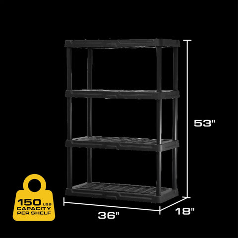 Gonna Save Your Wall Space Four Tier Heavy Duty Plastic Storage Shelves For Garage Laundry Room And Closets Rust Resistant Multi Level Rack That Cranks Up Storage Capacity In Black