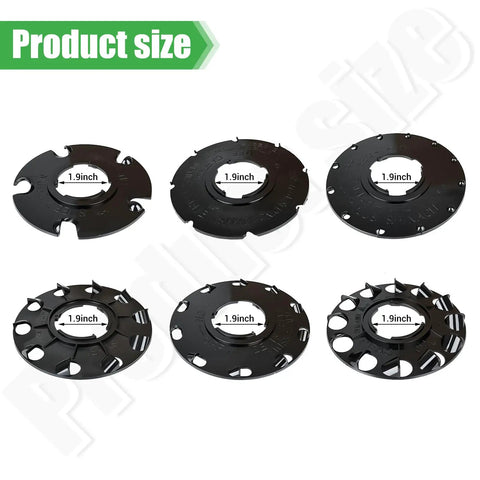 Earth-Way 1001-B Compatible Seed Plate Replacement set showing six 1.9-inch multi-crop plates for precision seeding