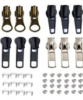 Zipper Repair Kit Size Five Twelve Piece Set With Sliders Top Stops And Bottom Stops For Coats And Jackets No Fuss Easy Quick Fix For Metal Plastic And Nylon Zipper Teeth