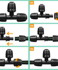 10 Pack Half Inch Drip Irrigation Barbed Tee Connectors With Locked Nut Anti Drop installation guide on tubing