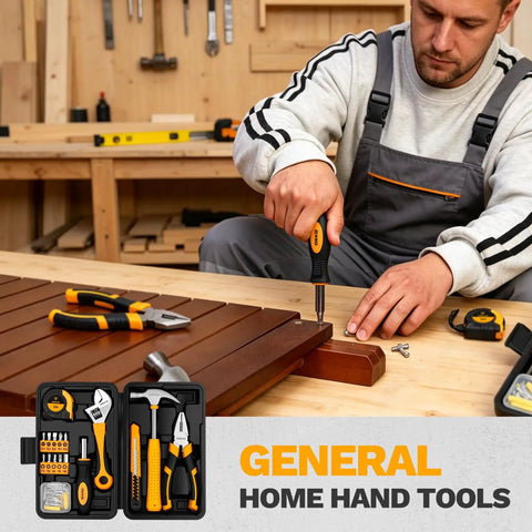 86 Piece Compact Tool Kit With Heavy Duty Storage Box For Home Apartment Dorm Repairs Essential Hand Tools For Weekend Warriors Quick Household Hiccups And Grab And Go Maintenance Setup In Bright Orange