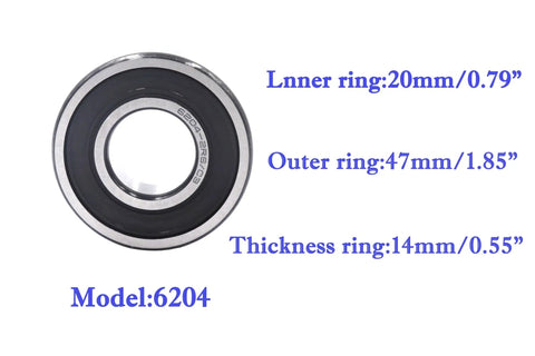 Four Pack 6204 2RS Deep Groove Ball Bearings 20mm x 47mm x 14mm C3 Clearance Sealed Dual Shield Pro Grade