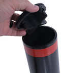 Hand holding cap for Badass 24 Inch Steel Garage Safety Bollard Wall Defender Pipe Guard with Matte Black Finish.