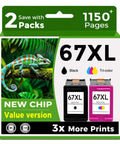 67XL Black And Color Ink Cartridges Combo Pack Replacement For HP DeskJet Printers Includes 67XL Black And Color Cartridges