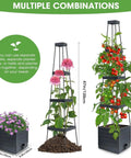 Two Pack Raised Garden Bed Planter Box With Trellis For Climbing Vegetables And Tomatoes 58 Inch Tomato Cage system in multiple setups