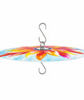Top Shelf Bird Feeder Baffle And Rain Guard Dome Cover, Ironclad Weatherproof Shield in bold red floral design, 32cm diameter.