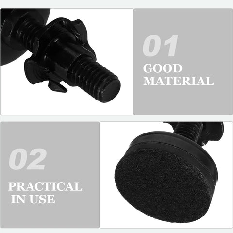 Close-up of Beefy Heavy Duty Adjustable Threaded Furniture Leveling Feet 3/8-16 Inch Screws With Nylon Pads showing material and pad.