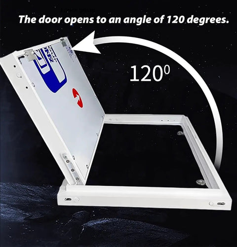 No Sweat Install Aluminum Frame Drywall Access Door Hidden Plumbing Inspection Hatch Paintable Ceiling Service Panel 120-degree opening