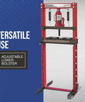Front view of 12-Ton Hydraulic Shop Press With Heavy-Duty H-Frame All-Steel Construction Lead-Free Rust-Resistant Finish