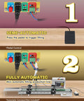 Pro Grade Liquid Filling Machine 1 To 100 Oz Bottle Filler With Foot Pedal shown in semi-automatic and fully automatic modes