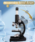 Kid Friendly Microscope With 40X-2500X Magnification, 4.3 Inch Display shown with adjustable angle for comfort use.